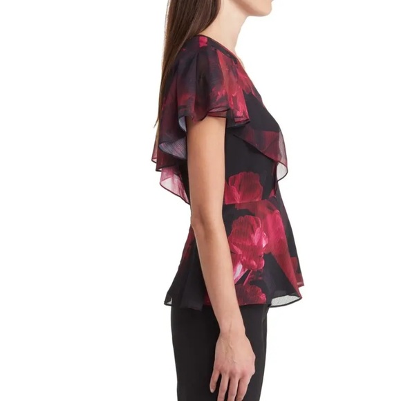 Ted Baker Belamay Flutter Sleeve Peplum Top Size 6 Floral Office Formal Modest - Picture 3 of 12